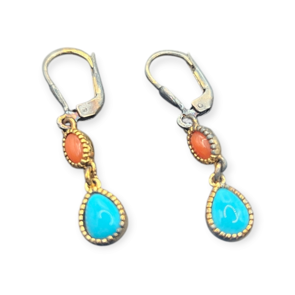 Turquoise and Coral Earrings